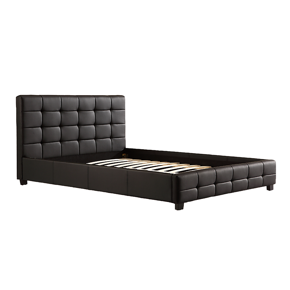 Positano Black Queen bed frame in a modern bedroom