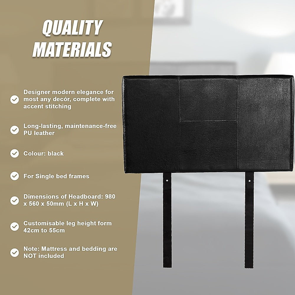 Dangelong Leather Bed Head, Black Single