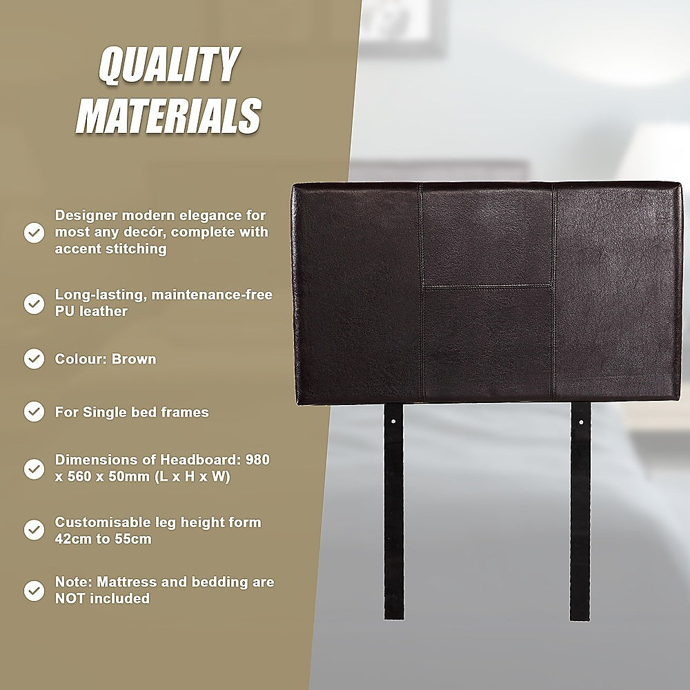 Dangelong Leather Bed Head, Brown Single