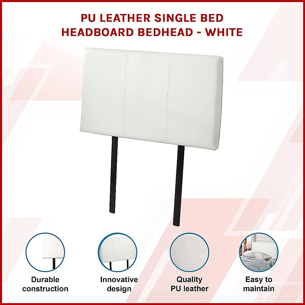 Dangelong Leather Bed Head, White Single
