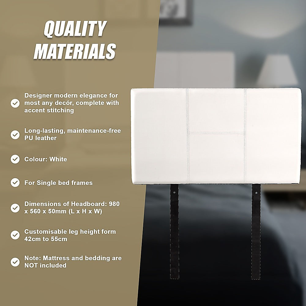 Dangelong Leather Bed Head, White Single