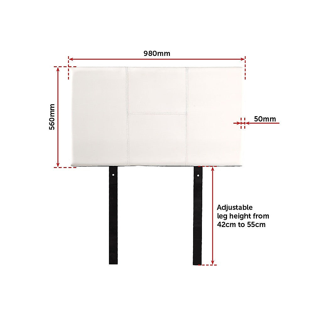 Dangelong Leather Bed Head, White Single