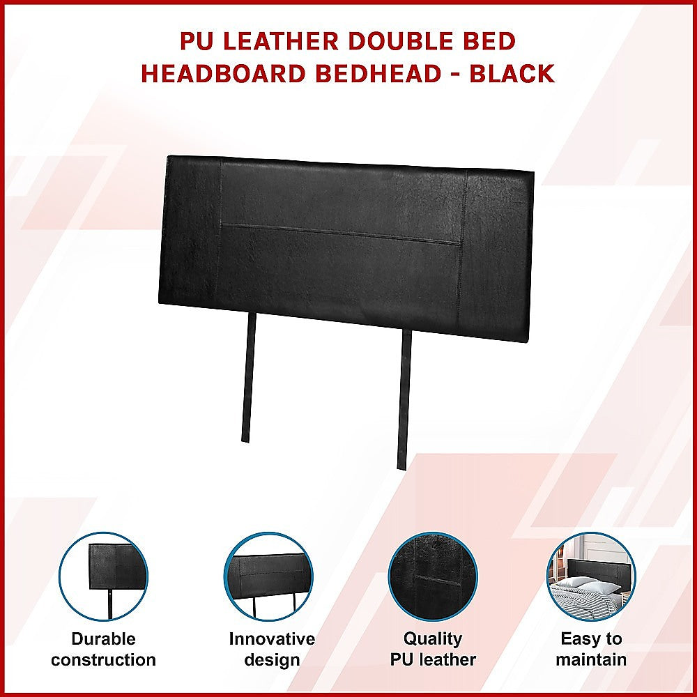 Rosewood stitched bed head in black for a double bed