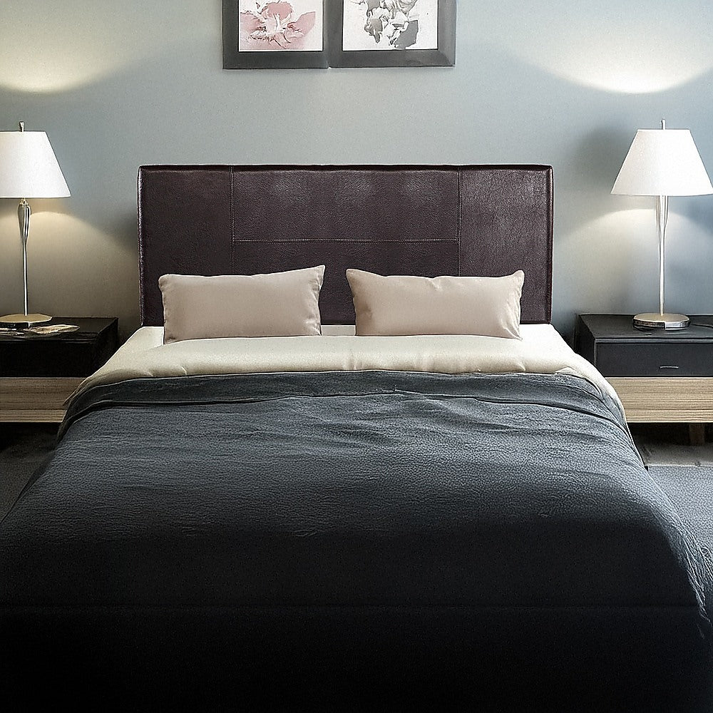 Rosewood stitched bed head in brown for a double bed