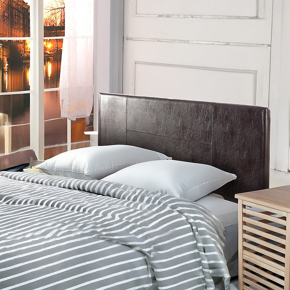 Rosewood stitched bed head in brown for a double bed