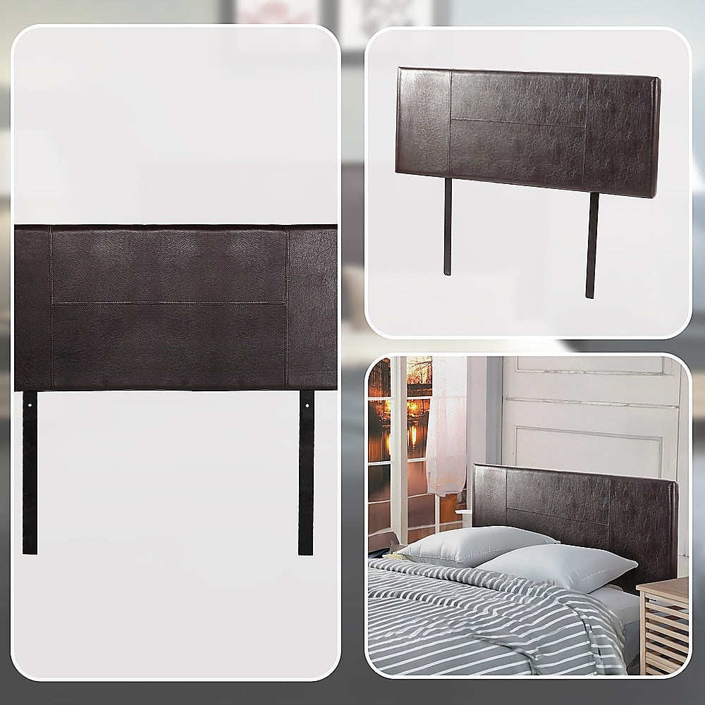 Rosewood stitched bed head in brown for a double bed