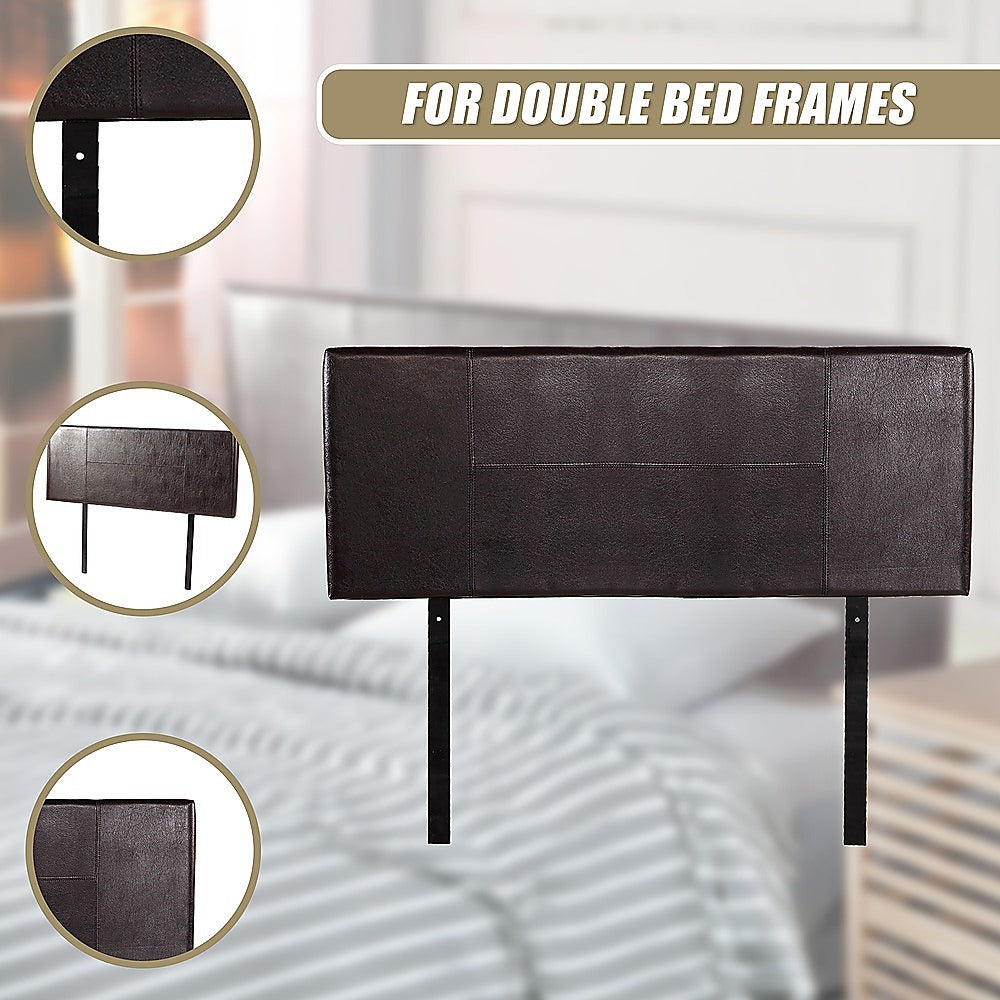 Rosewood stitched bed head in brown for a double bed