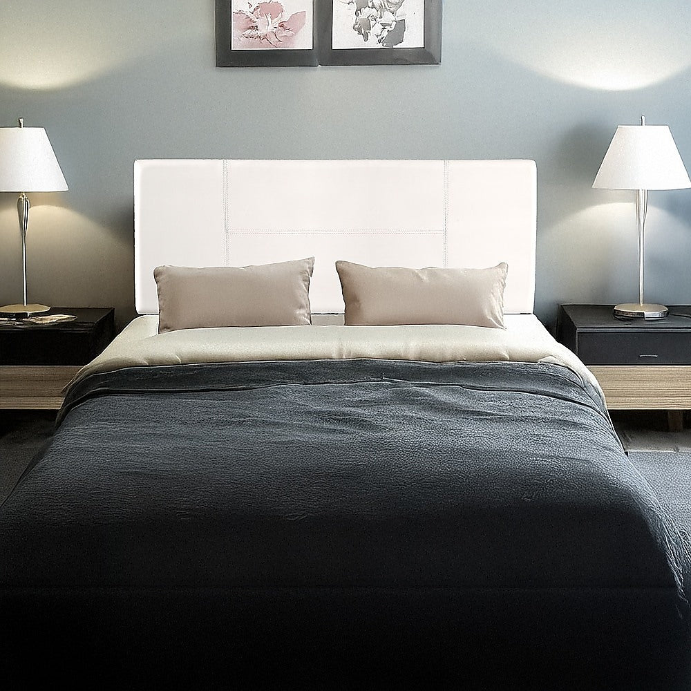Rosewood stitched bed head in white for a double bed