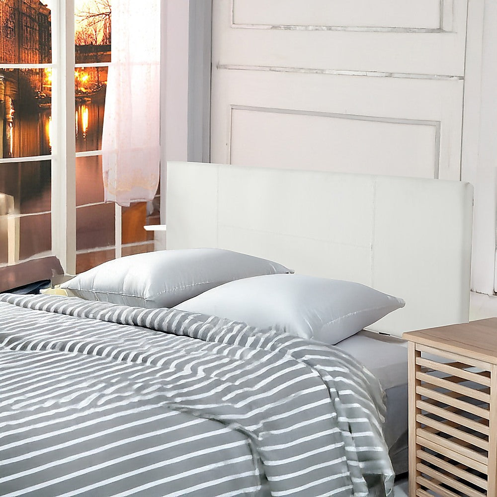 Rosewood stitched bed head in white for a double bed
