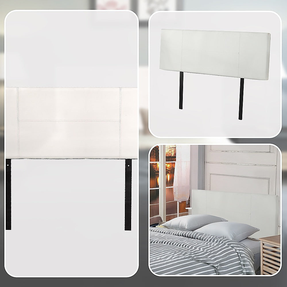 Rosewood stitched bed head in white for a double bed