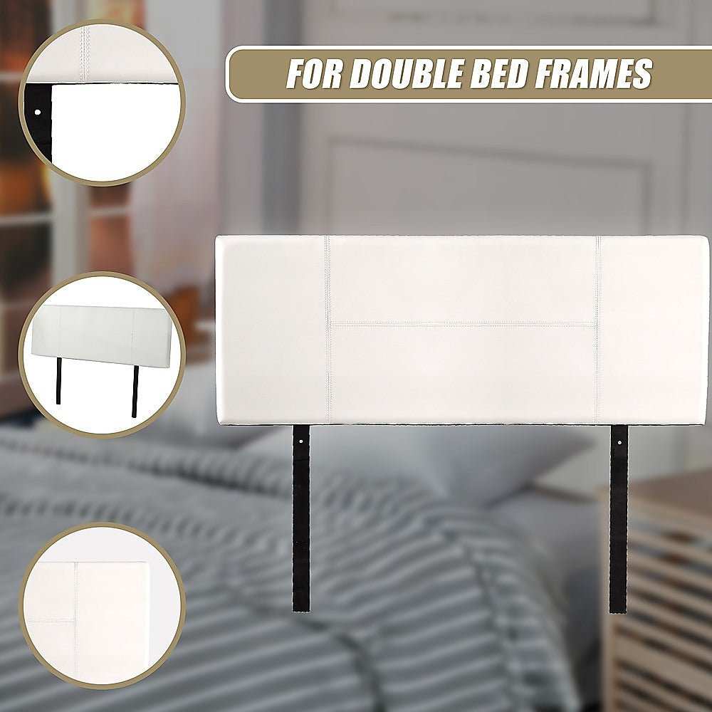 Rosewood stitched bed head in white for a double bed