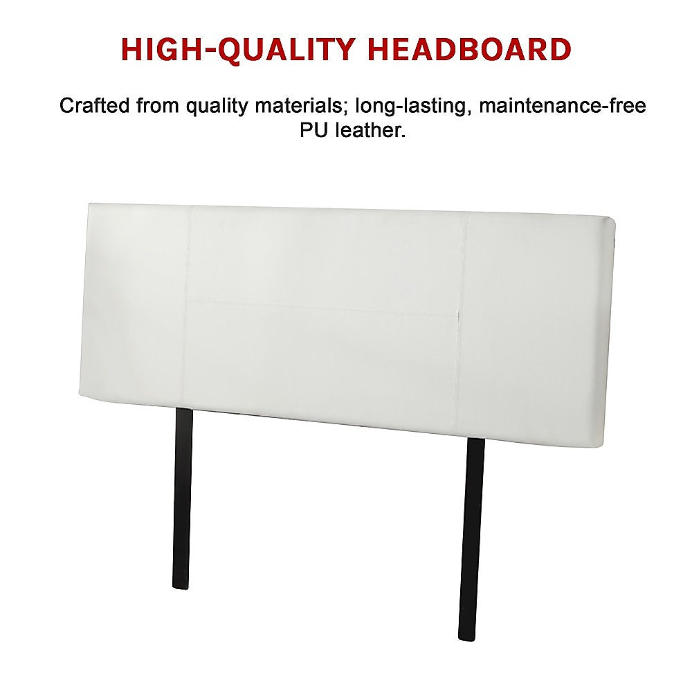 Rosewood stitched bed head in white for a double bed