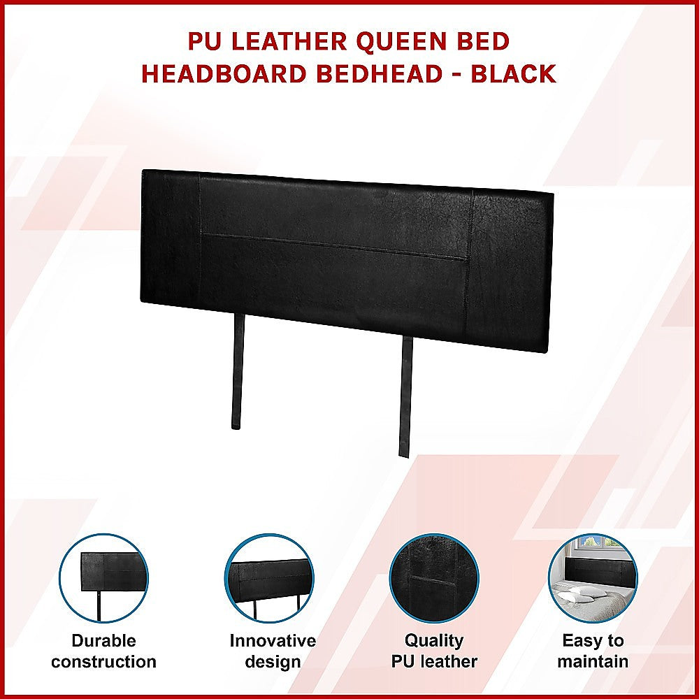 Rosewood stitched bed head in black for a queen bed