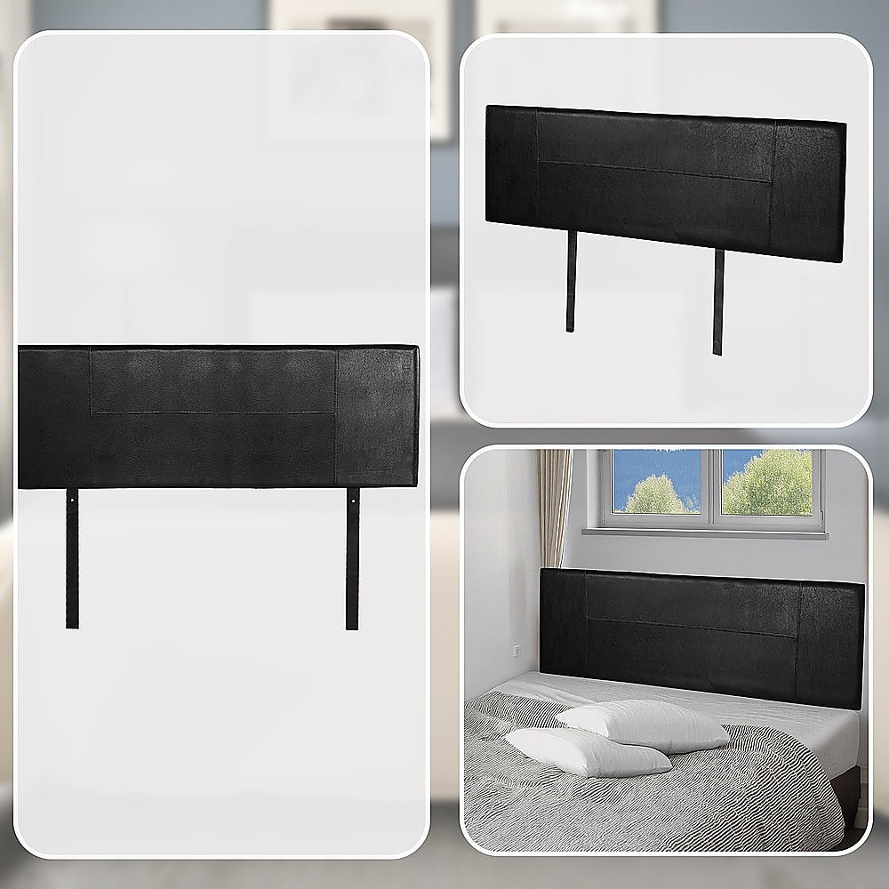 Rosewood stitched bed head in black for a queen bed