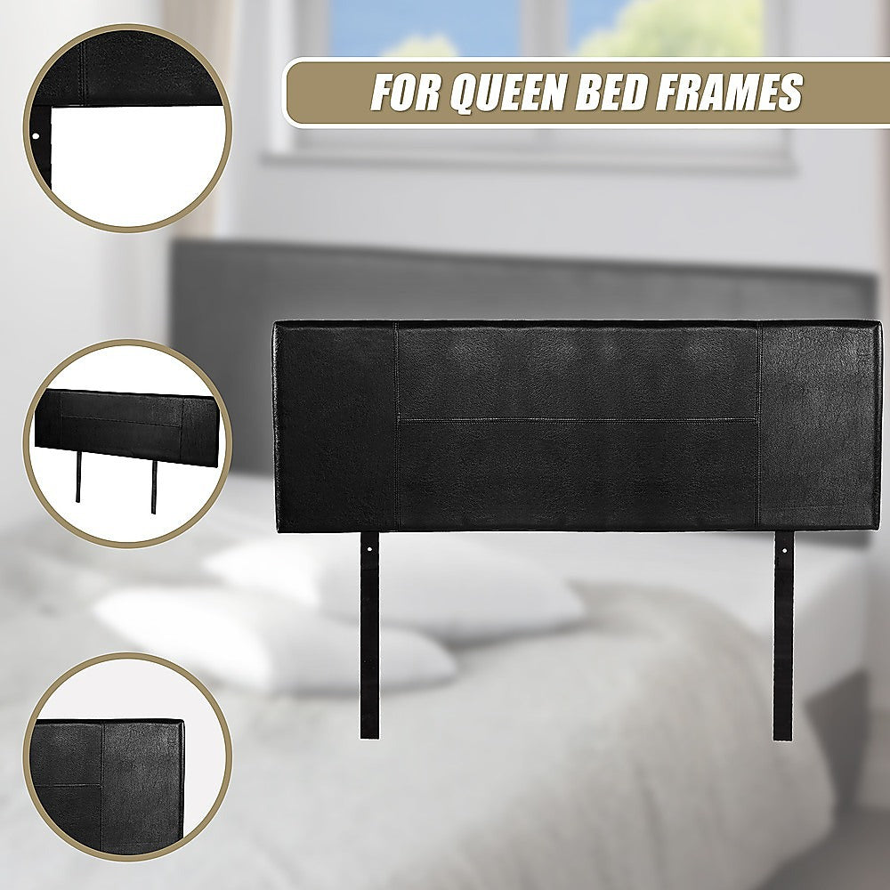 Rosewood stitched bed head in black for a queen bed