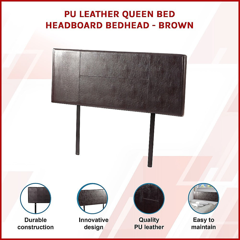 Rosewood stitched bed head in brown for a queen bed