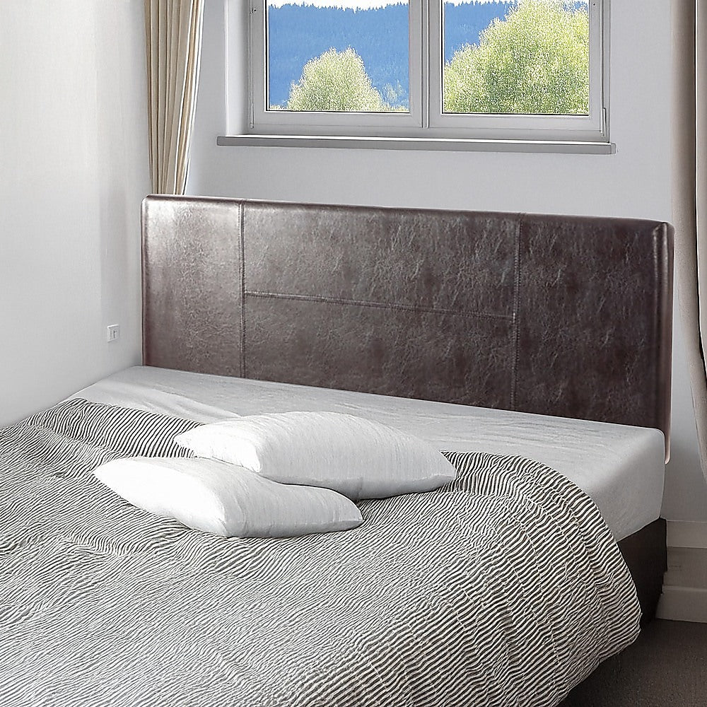 Rosewood stitched bed head in brown for a queen bed