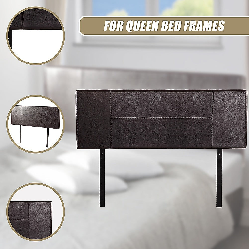 Rosewood stitched bed head in brown for a queen bed