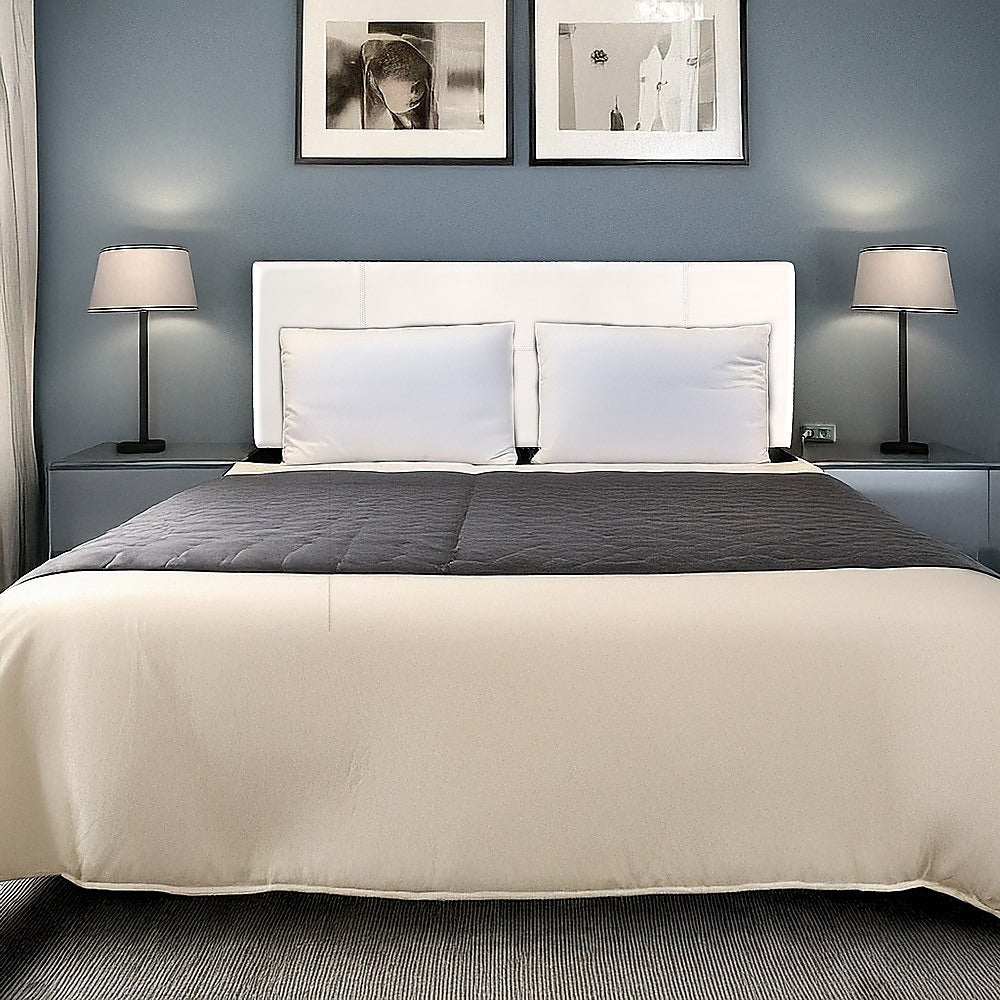 Rosewood stitched bed head in white for a queen bed