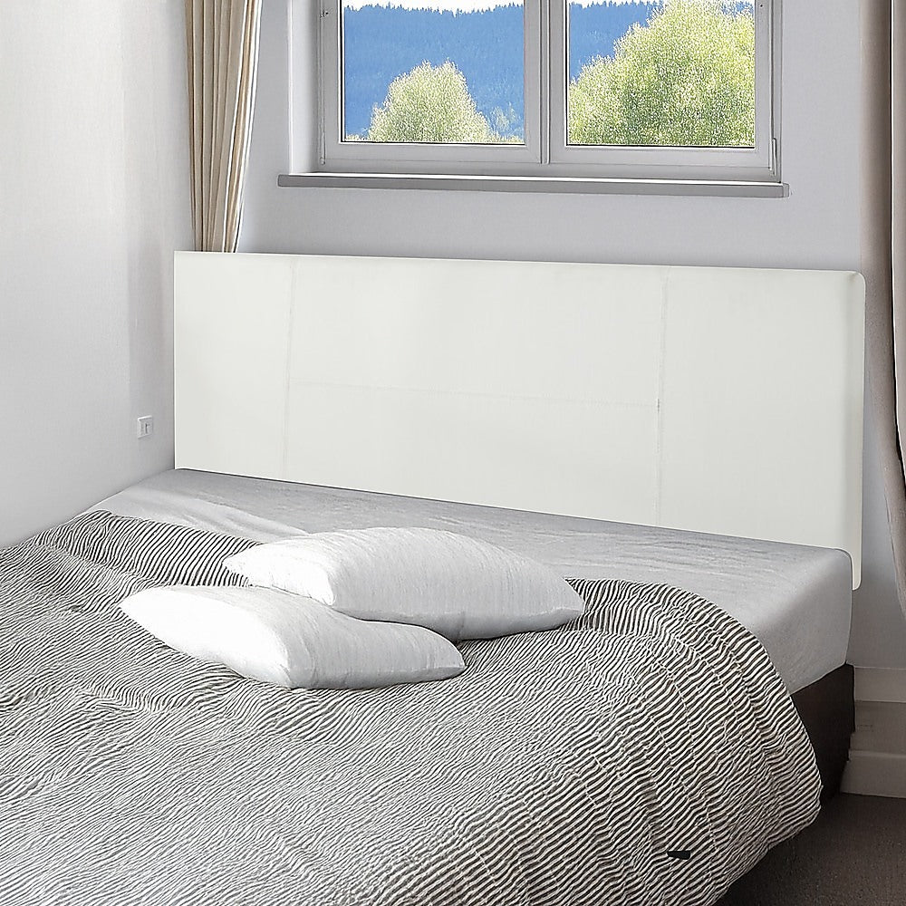 Rosewood stitched bed head in white for a queen bed