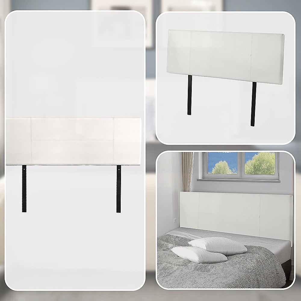 Rosewood stitched bed head in white for a queen bed