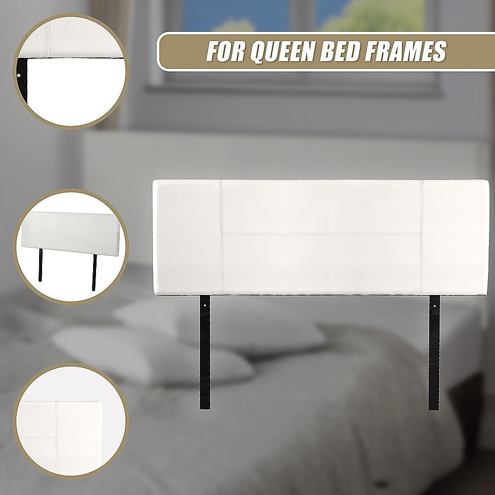 Rosewood stitched bed head in white for a queen bed
