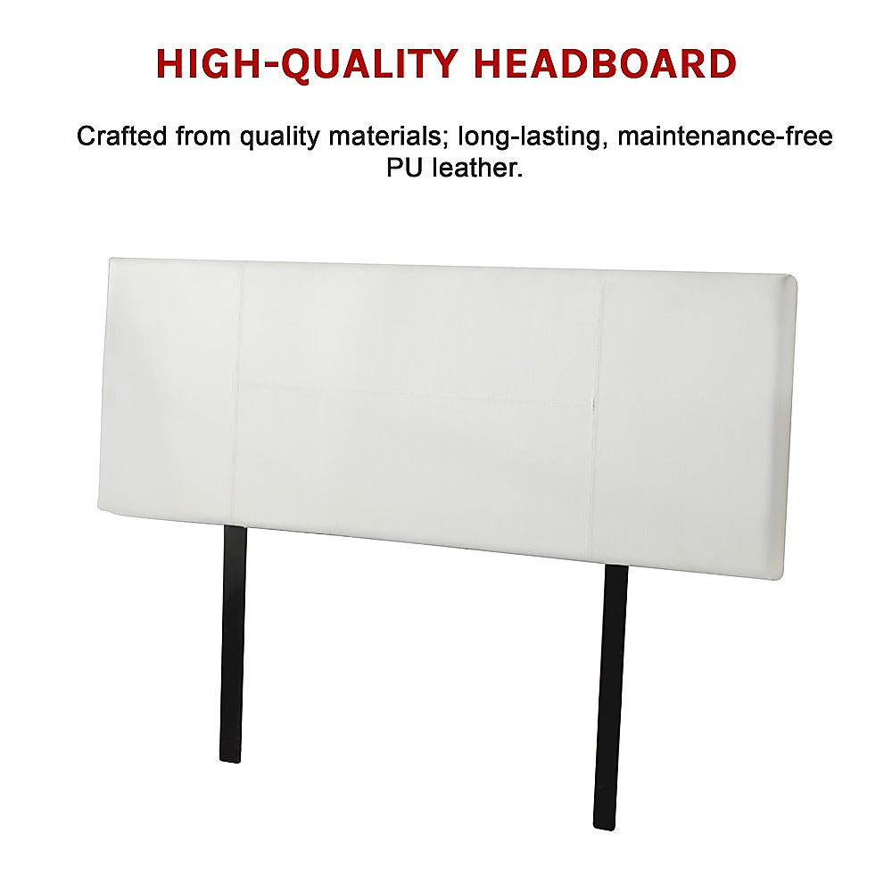 Rosewood stitched bed head in white for a queen bed
