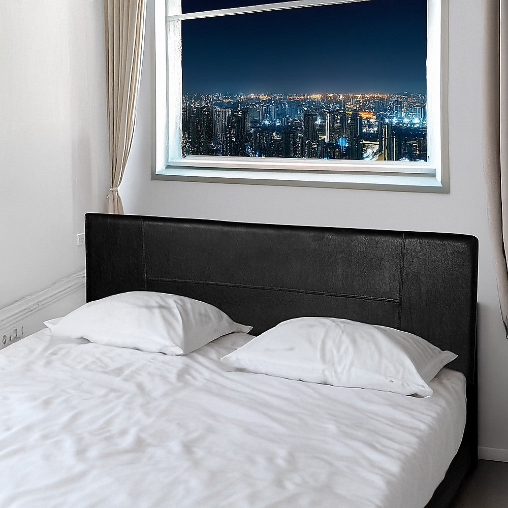 Rosewood stitched bed head in black for a king bed