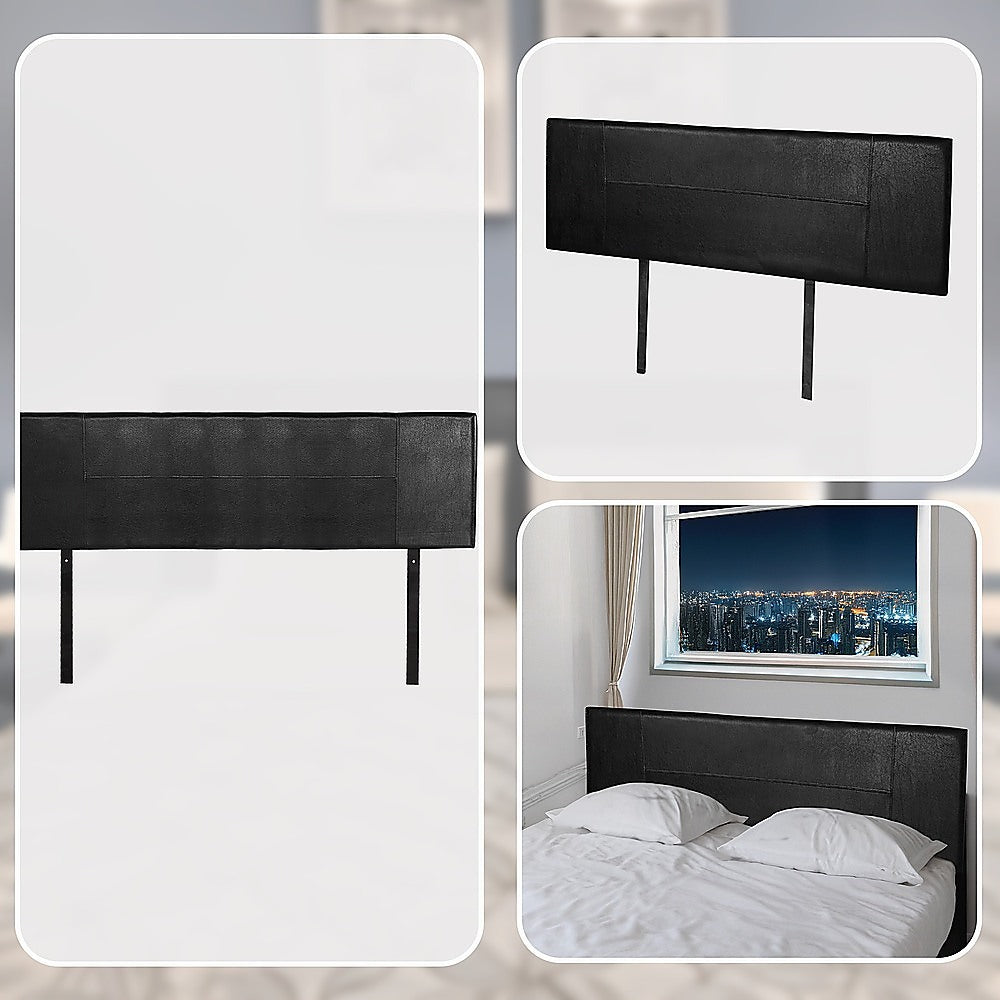 Rosewood stitched bed head in black for a king bed