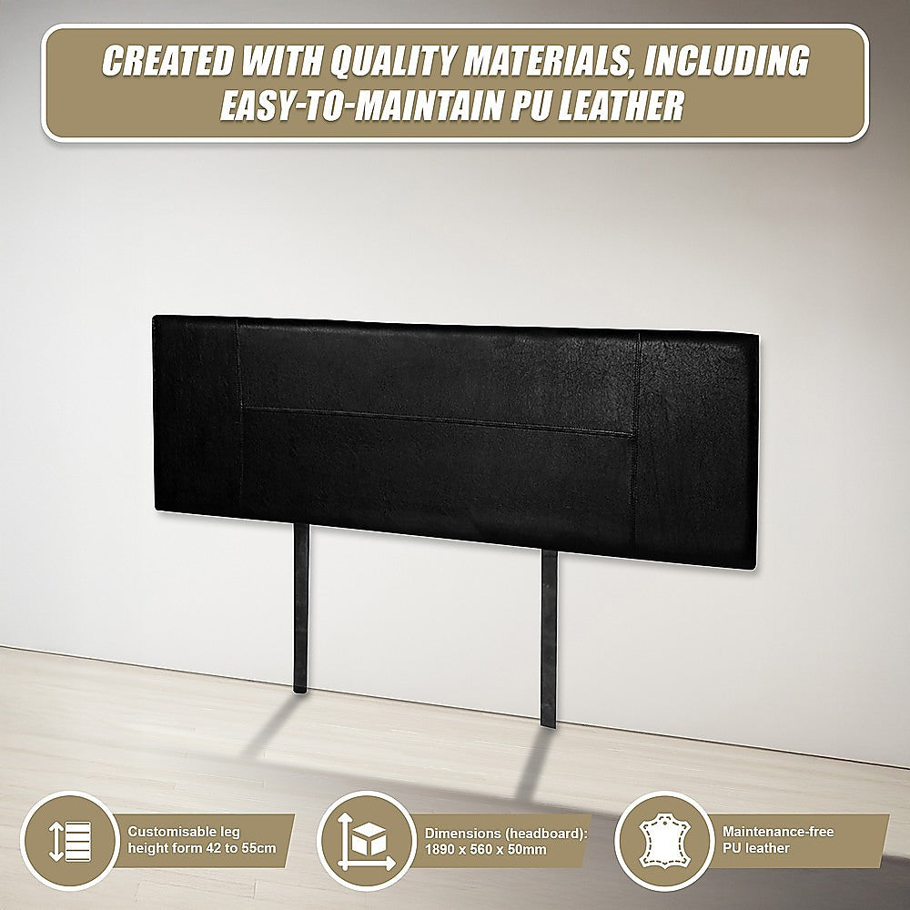 Rosewood stitched bed head in black for a king bed
