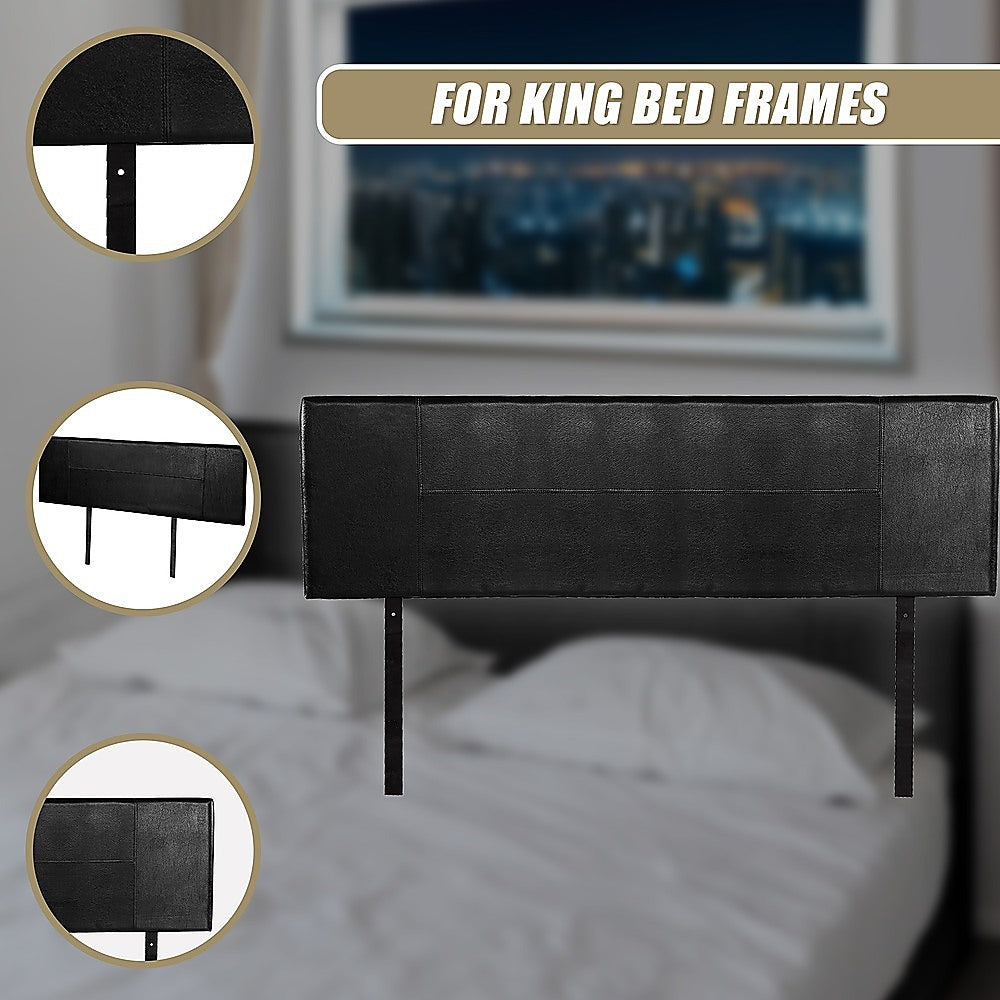 Rosewood stitched bed head in black for a king bed