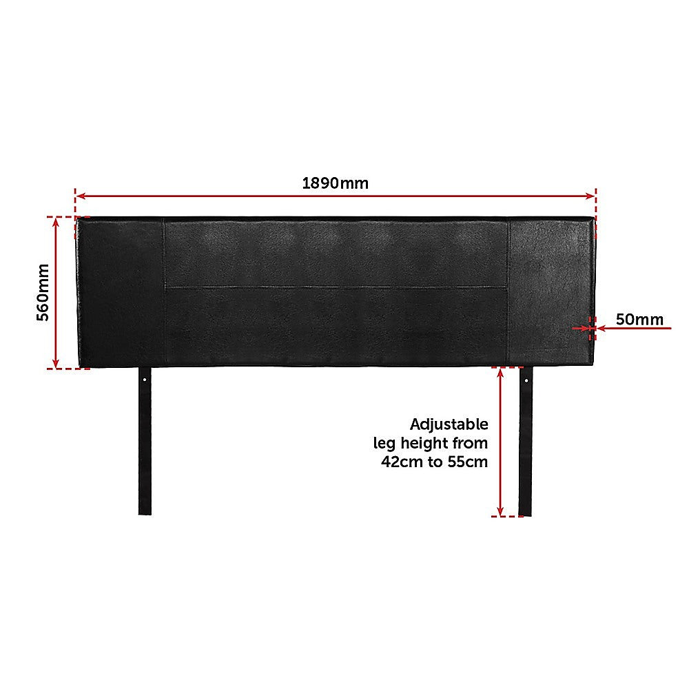 Rosewood stitched bed head in black for a king bed