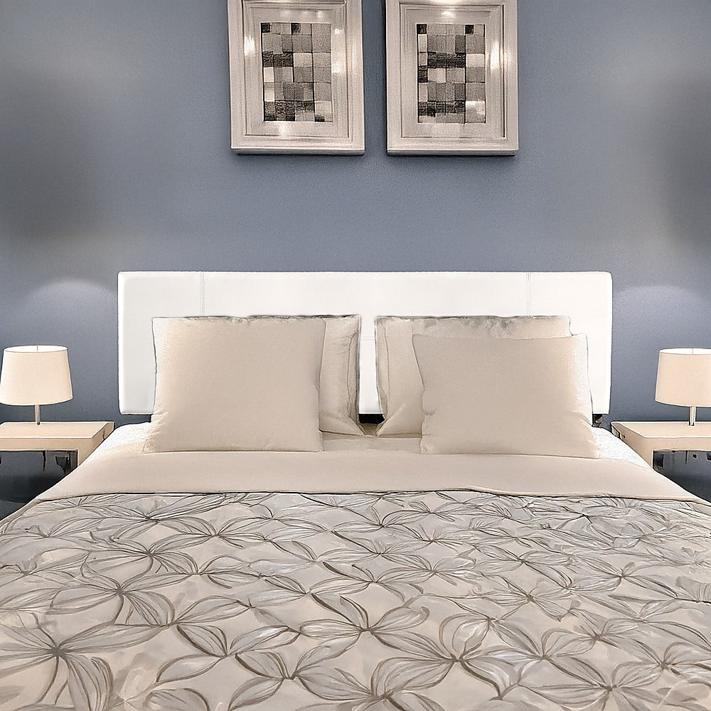 Rosewood stitched bed head in white for a king bed