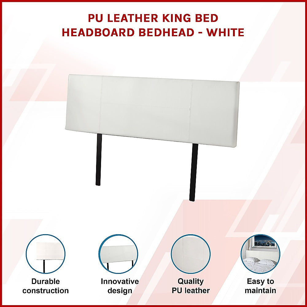 Rosewood stitched bed head in white for a king bed