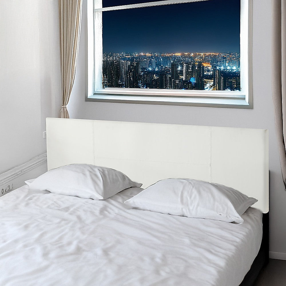 Rosewood stitched bed head in white for a king bed