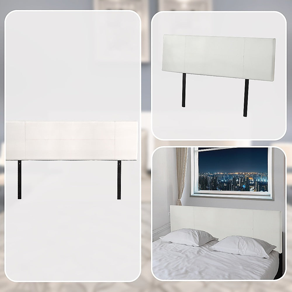 Rosewood stitched bed head in white for a king bed