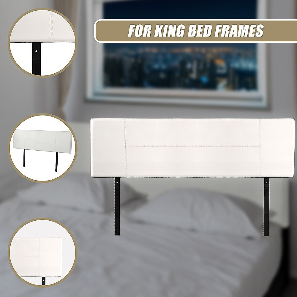 Rosewood stitched bed head in white for a king bed