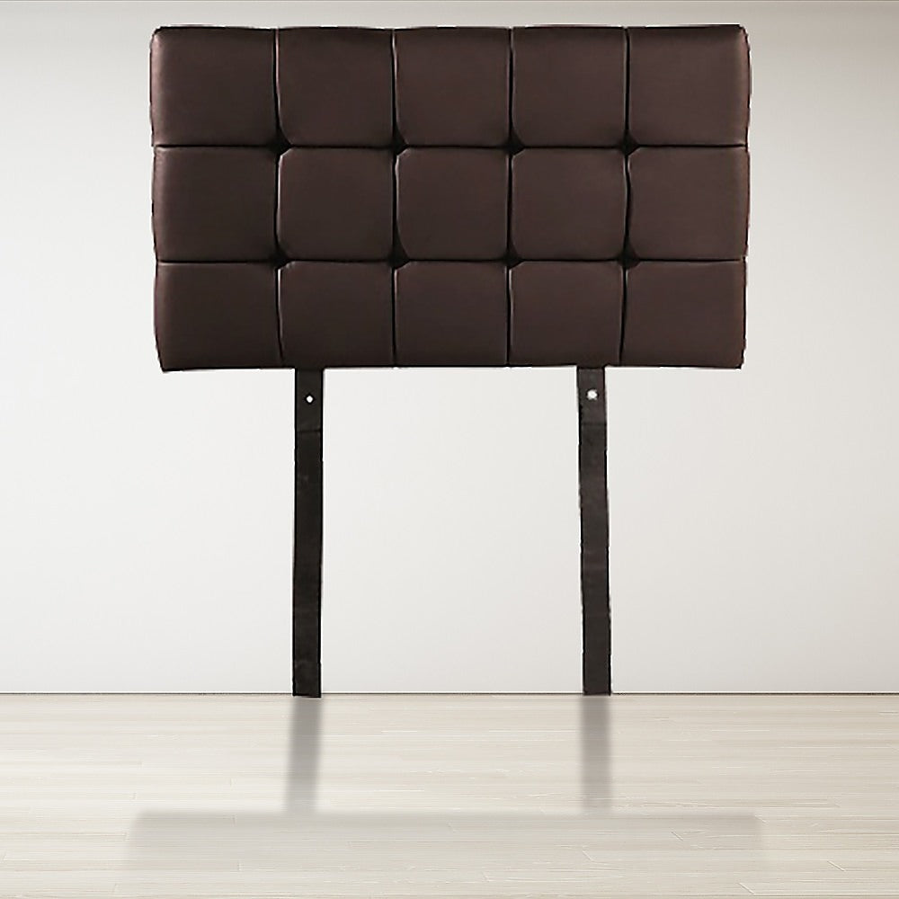 Mannus tufted bed head in brown for a single bed