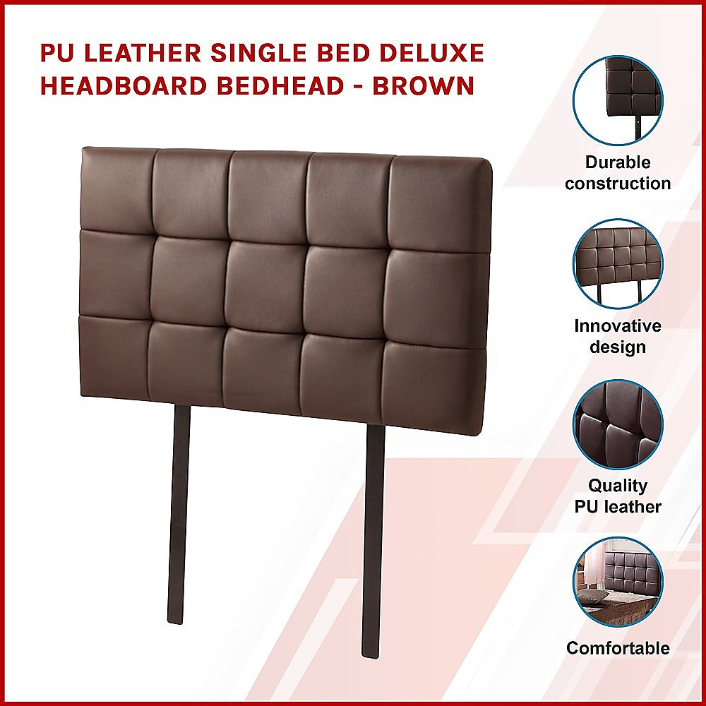 Mannus tufted bed head in brown for a single bed