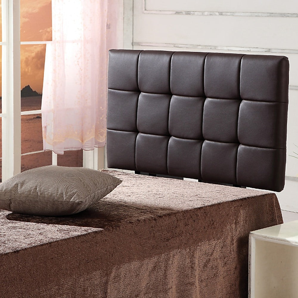 Mannus tufted bed head in brown for a single bed