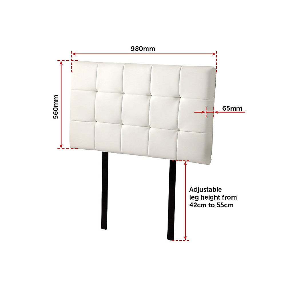 Mannus tufted bed head in white for a single bed