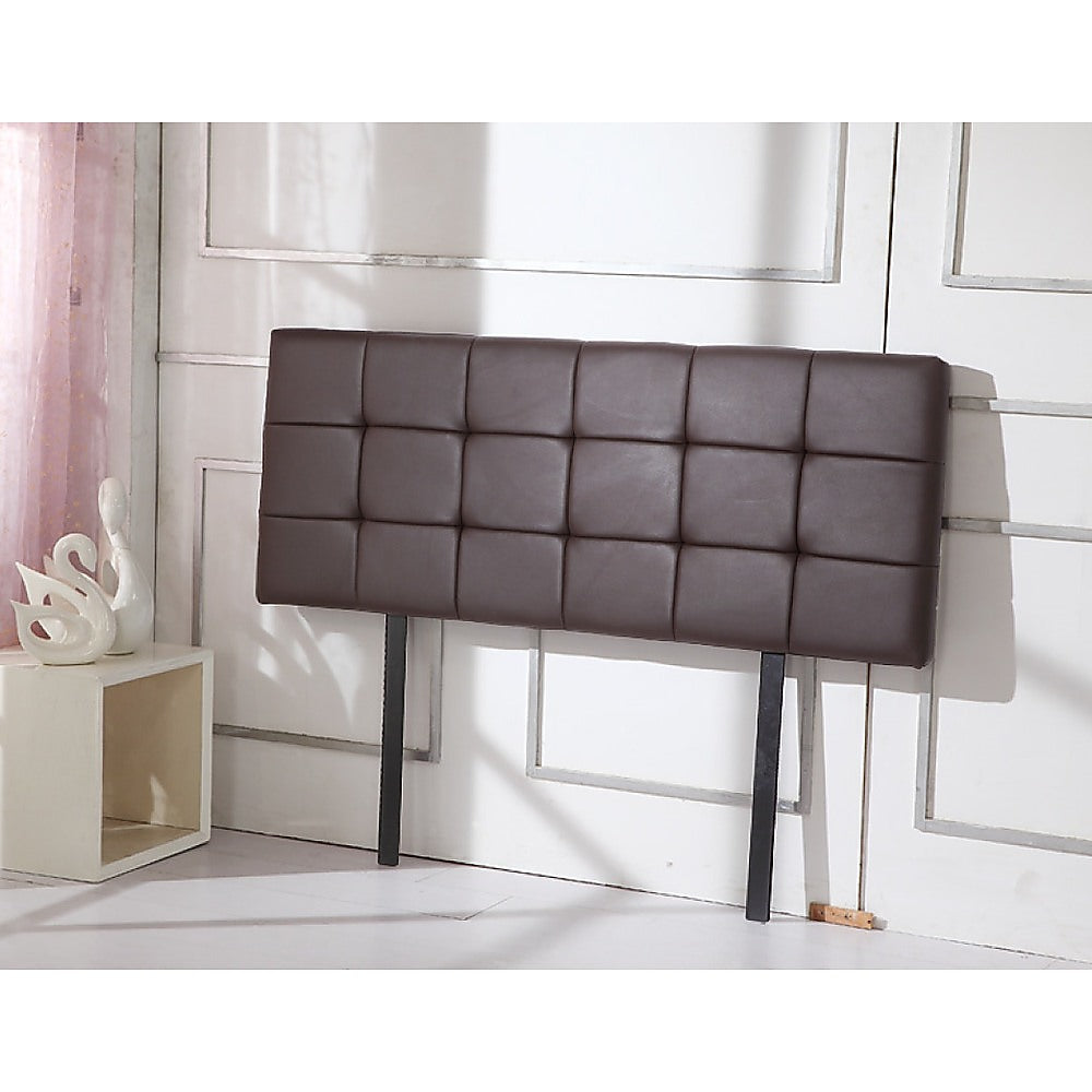 Mannus tufted bed head in brown for a double bed