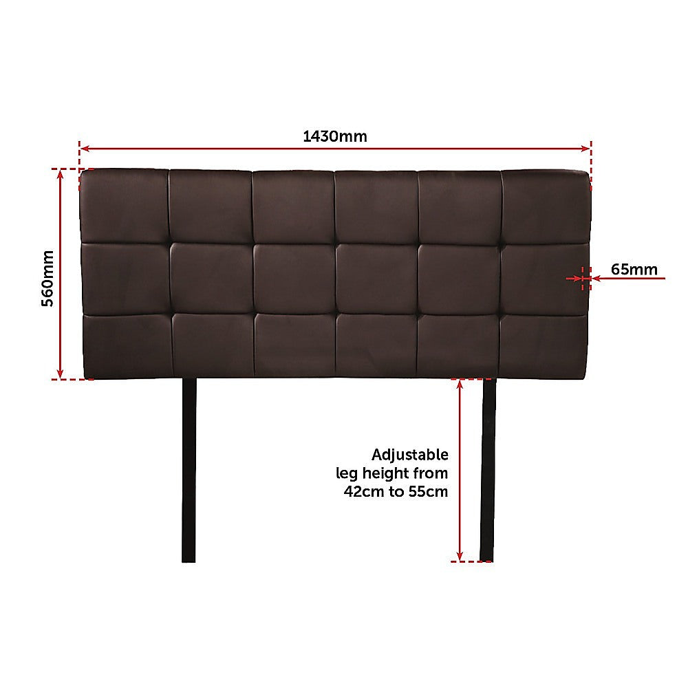 Mannus tufted bed head in brown for a double bed