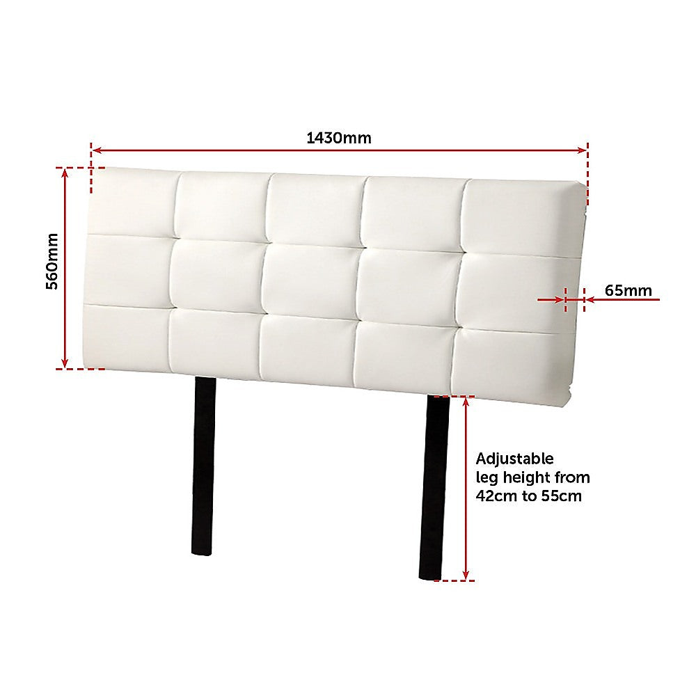 Mannus tufted bed head in white for a double bed