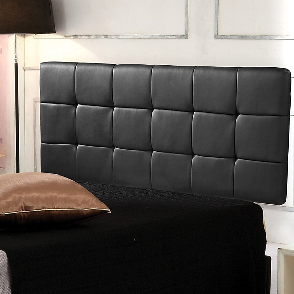 Mannus tufted bed head in black for a queen bed