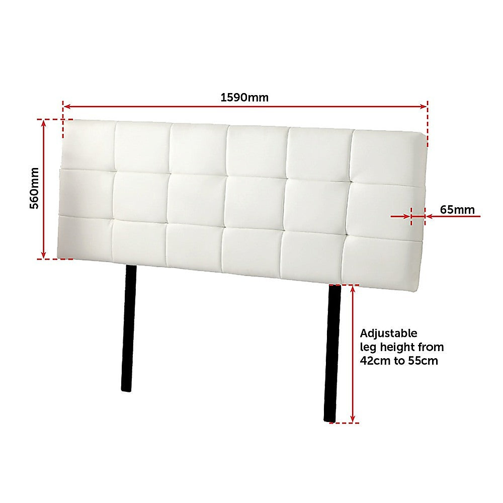 Mannus tufted bed head in white for a queen bed