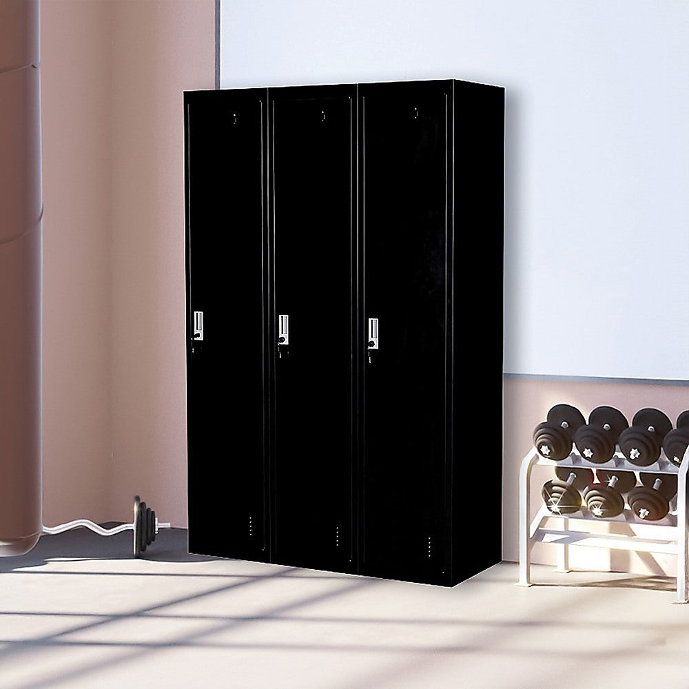 3-Door Side-by-Side Steel Storage Locker in Black - image 2