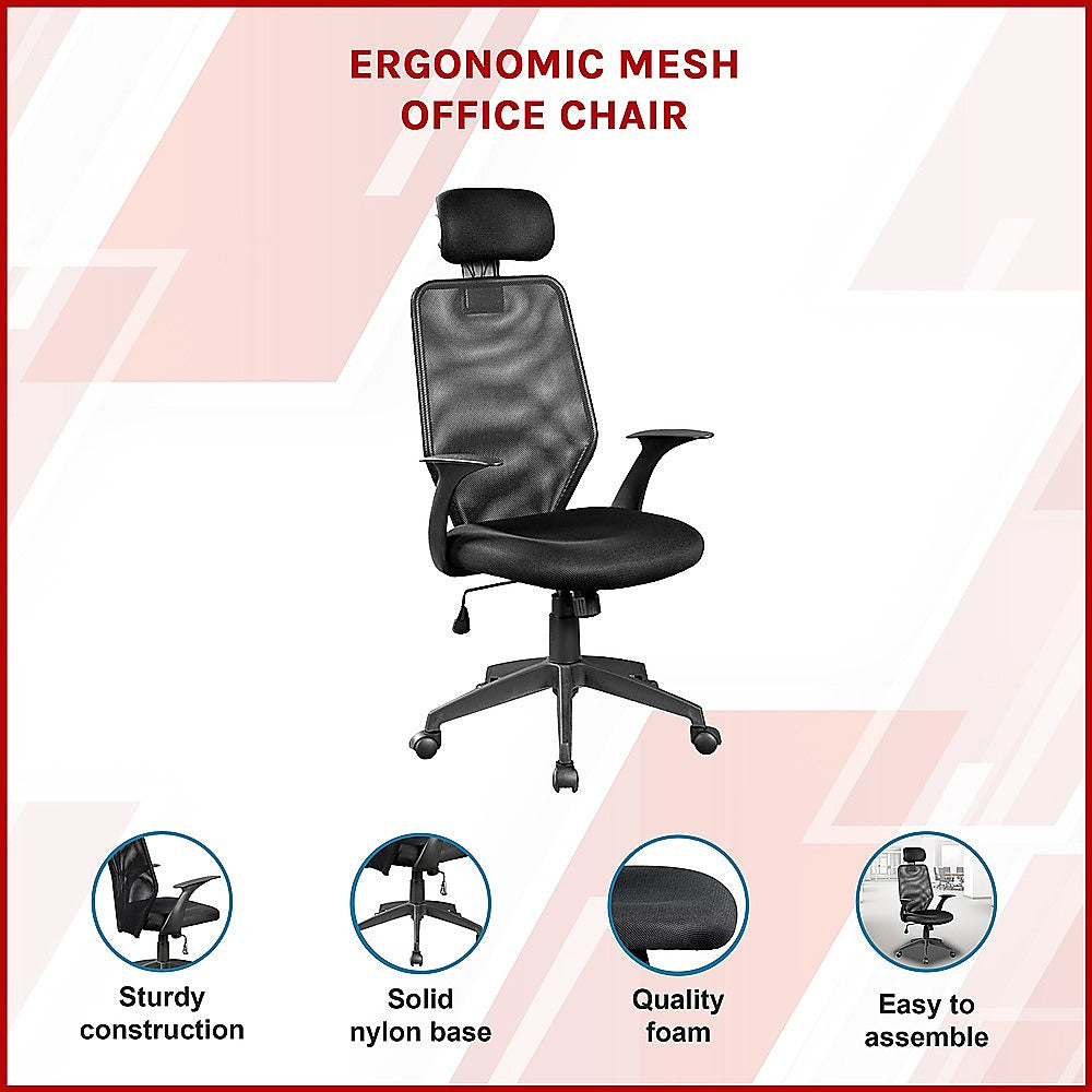 City Beach black mesh office chair with headrest in a home office