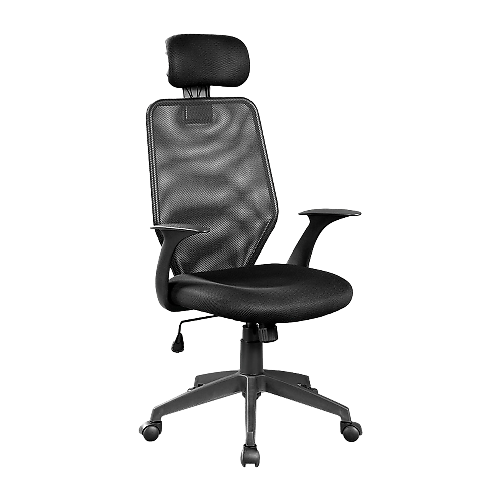 City Beach black mesh office chair with headrest in a home office