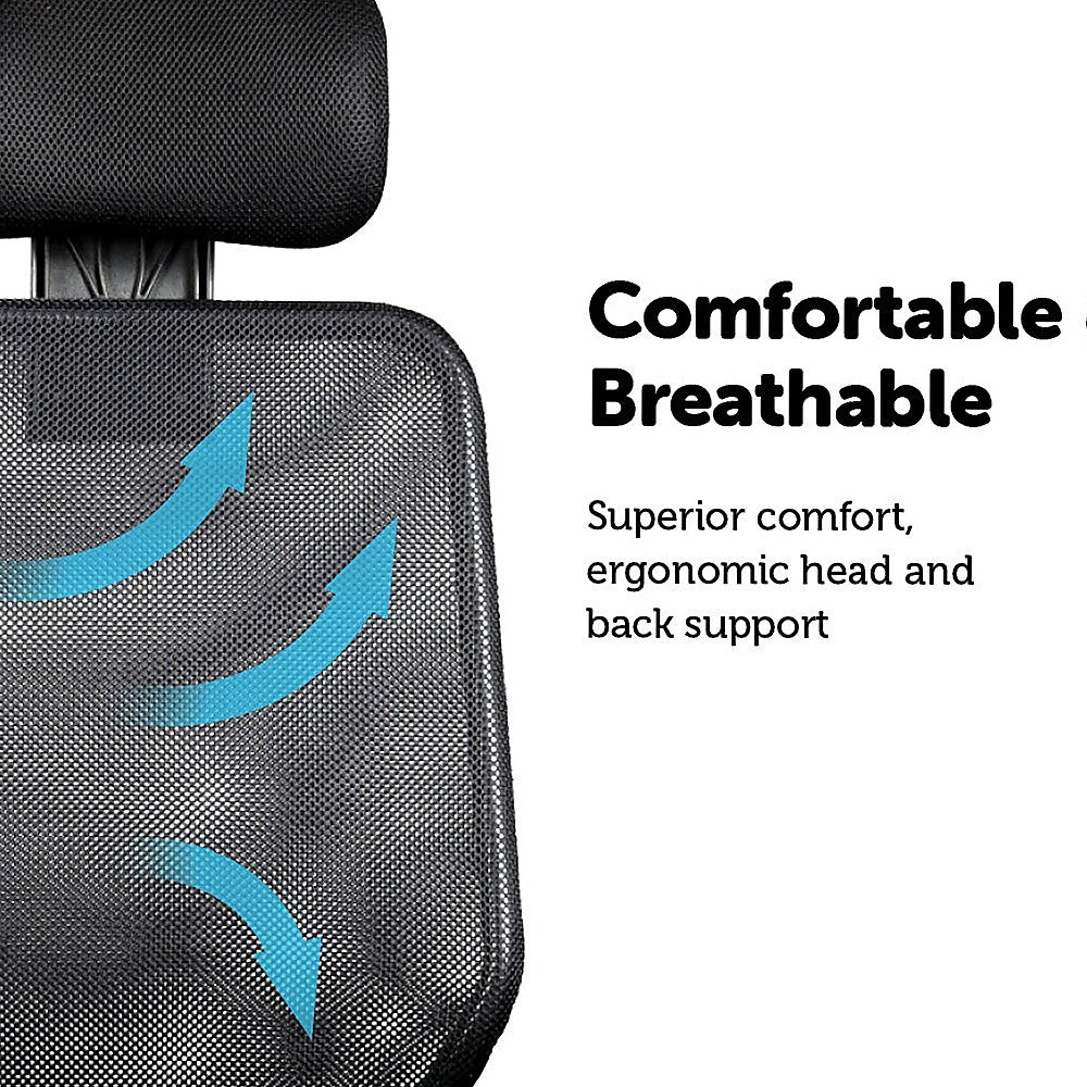 City Beach black mesh office chair with headrest in a home office